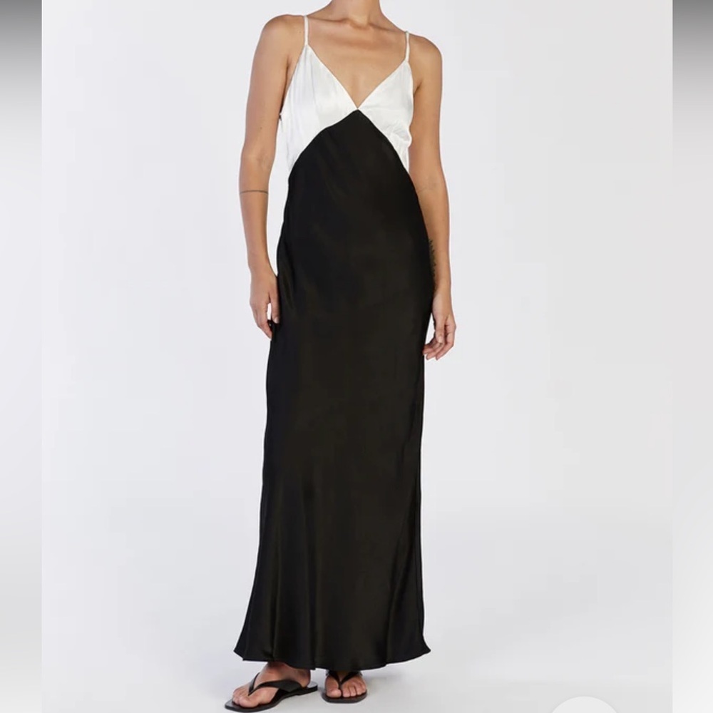 MILLY BLACK SATIN MIDI DRESS NWT